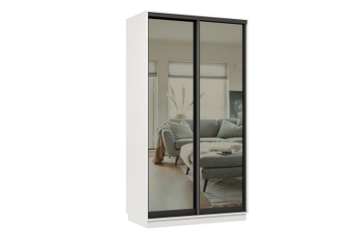 Шкаф-купе Премьер МИНИ 04 (01ЗГ;01ЗГ) фасады зеркало графит/двухдверный/Профиль чёрный муар