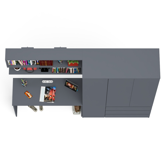 Домашние кабинеты, Место для учёбы ребёнка Мори из письменного стола 1200, полки для книг и шкафа для одежды