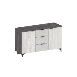 Комод Шаде КМ-2902, черный ясень, санторини белый