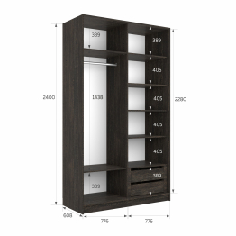 Шкаф-купе Эста Зеркало+Зеркало 160х66х240