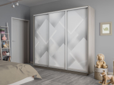 Шкафы-купе 3-х дверные, Шкаф-купе Экспресс 3-х дверный Фотопечать Квадрат Стекла 240х60х240