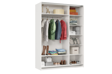 Шкаф-купе Smart 1622 2х дверный (фасады ЛДСП/зеркало) профиль серебро