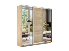 Шкафы-купе 3-х дверные, Шкаф-купе Экспресс Медиум (2 зеркала) трио 2200 x 2400 x 450