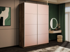 Шкафы-купе 2-х дверные, Шкаф-купе Прайм 2-х дверный Стекла пудра/Доводчики 140х57х230