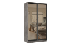 Шкафы-купе 2-х дверные, Шкаф-купе Премьер 01 (01ЗБ;01ЗБ) фасады зеркало бронза/двухдверный/Профиль чёрный муар