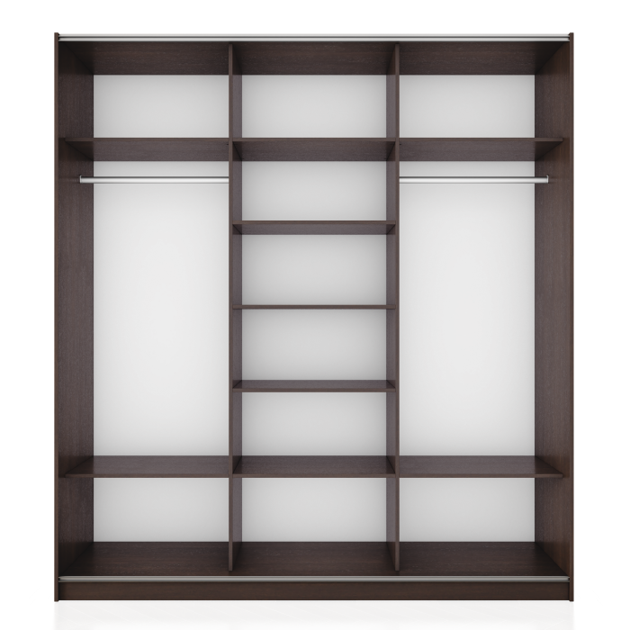 Шкафы-купе 3-х дверные, Шкаф-купе Прайм 3-х дверный ДСП/Стекло черное/Доводчики 210х57х230