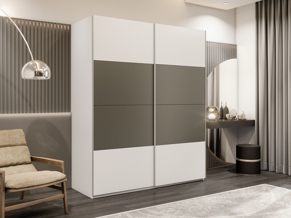 Шкафы-купе 2-х дверные, Шкаф-купе Эста 2-х дверный ДСП/Стекла хаки/Доводчик 160х66х240