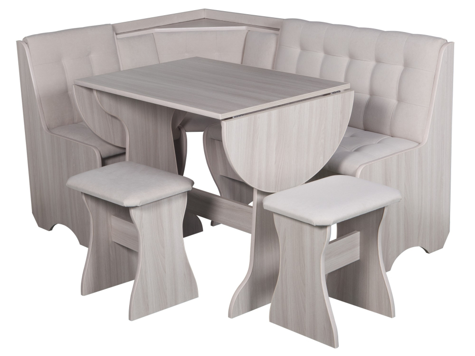 Кухонные уголки, Кухонный уголок Стиль 1Л (со столом СТ-2У) Ясень шимо светлый / велюр