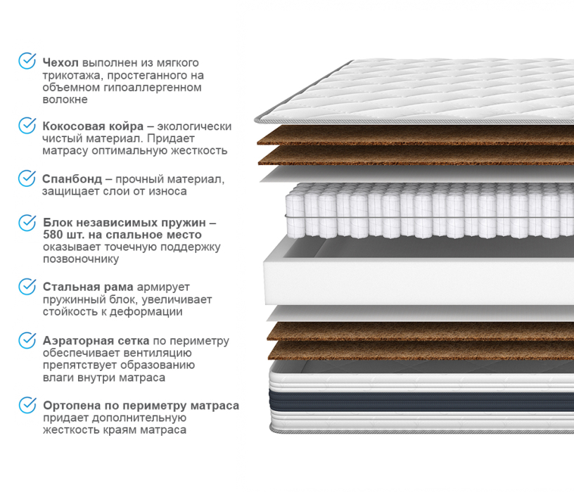 1400 x 2000, Матрас ARMOS Ясон Hard (Трикотаж 3D) 140х200 см