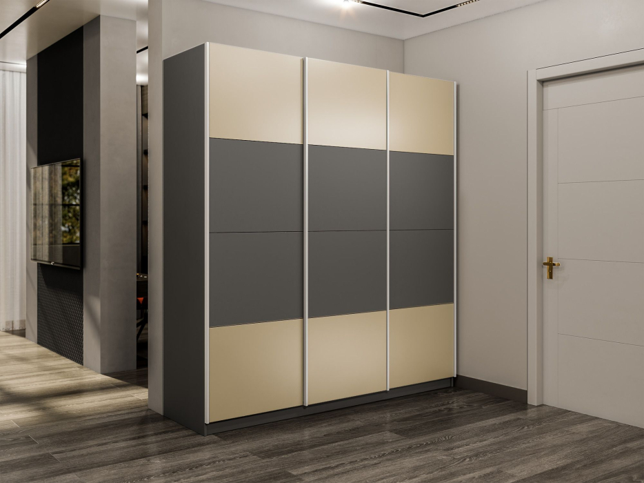 Шкафы-купе 3-х дверные, Шкаф-купе Эста 3-х дверный ДСП/Стекла фисташка/Доводчик 300х66х240