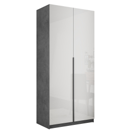 Шкаф распашной Е1 Локер 101x52.5x220 см, с белым стеклом , полками и модулем