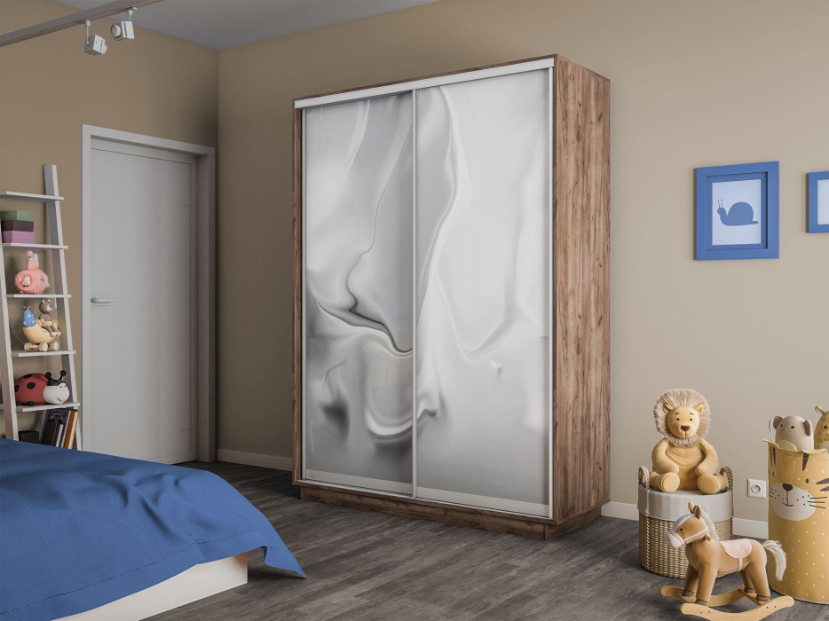 Шкафы-купе 2-х дверные, Шкаф-купе Экспресс 2-х дверный Фотопечать Шелк Стекла 120х60х240