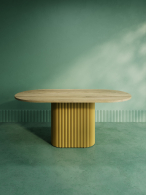 Обеденные столы, Стол овальный обеденный с металлическим золотым подстольем 180*90*75