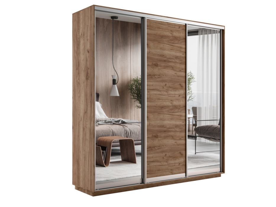 Шкафы-купе 3-х дверные, Шкаф-купе Экспресс Медиум (2 зеркала) трио 2200 x 2400 x 450