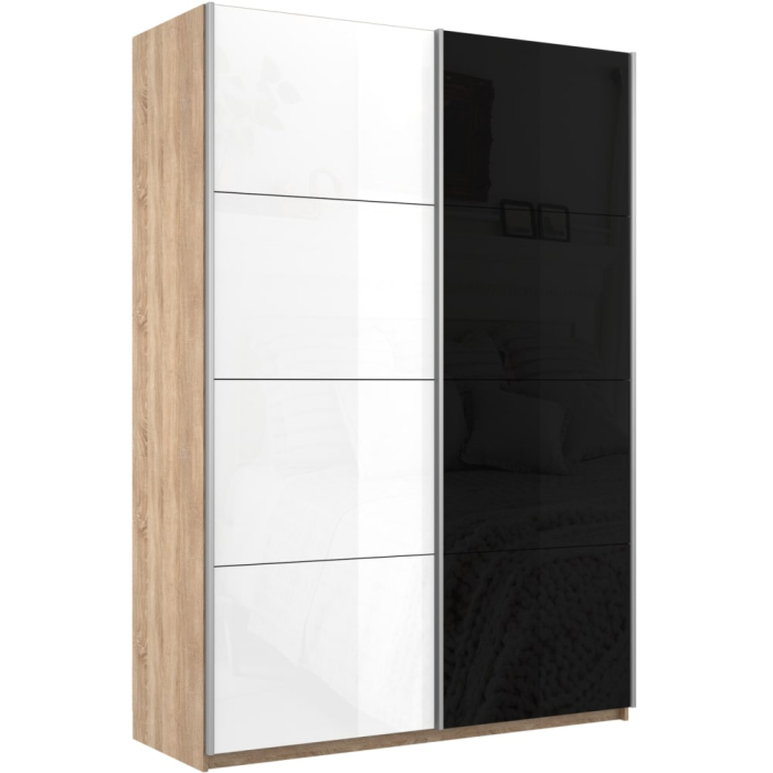 Шкафы-купе 2-х дверные, Шкаф-купе Прайм 2-х дверный Стекло белое/Стекло черное/Доводчики 160х57х230