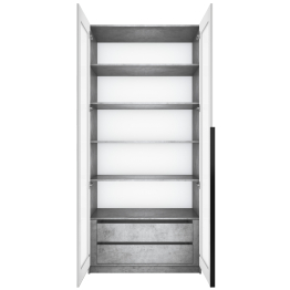 Шкаф распашной Е1 Локер 101x52.5x220 см, с белым стеклом , полками и модулем