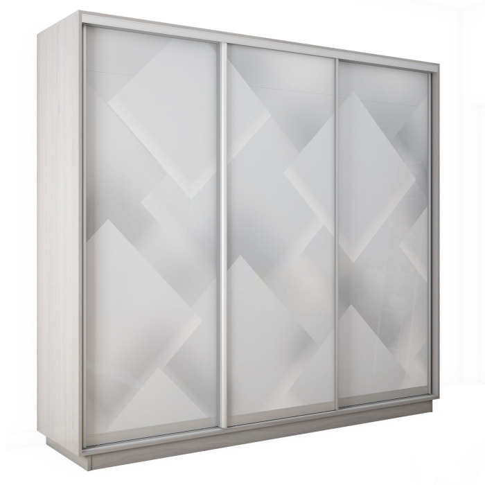 Шкафы-купе 3-х дверные, Шкаф-купе Экспресс 3-х дверный Фотопечать Квадрат Стекла 180х60х220