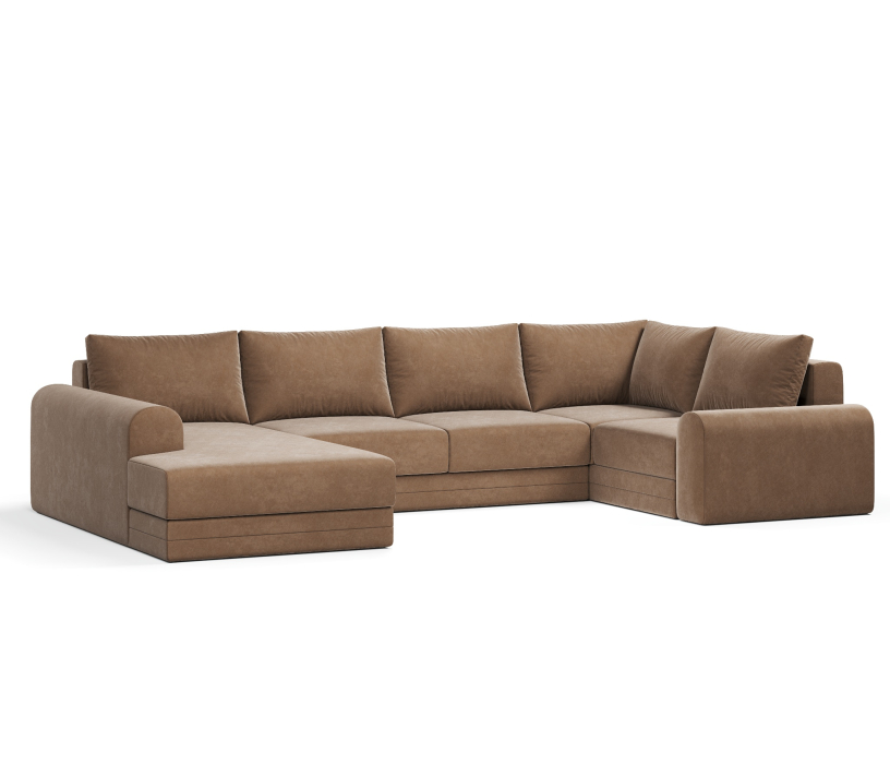 Диваны угловые в гостиную, Угловой диван Модерно П-образный, велюр