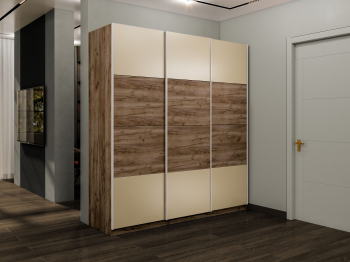 Шкаф-купе Эста 3-х дверный ДСП/Стекла фисташка/Доводчик 240х66х240