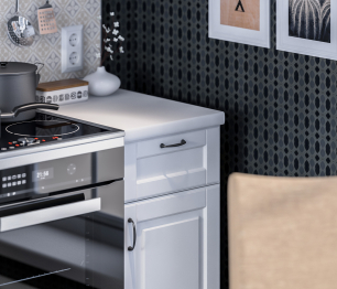 Кухонный гарнитур Регина Бежевый песок / МДФ Белый матовый 2,4 м