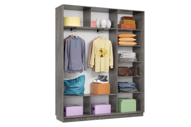 Шкаф-купе Премьер 21 (11ЗБ;11ЗБ;11ЗБ) фасады зеркало бронза/трёхдверный/Профиль чёрный муар