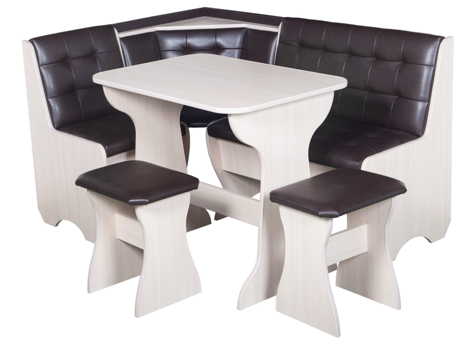 Кухонные уголки, Кухонный уголок Стиль 1Л (со столом СТ4) Дуб млечный / экокожа