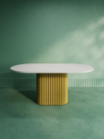 Обеденные столы, Стол овальный обеденный с металлическим золотым подстольем 180*90*75