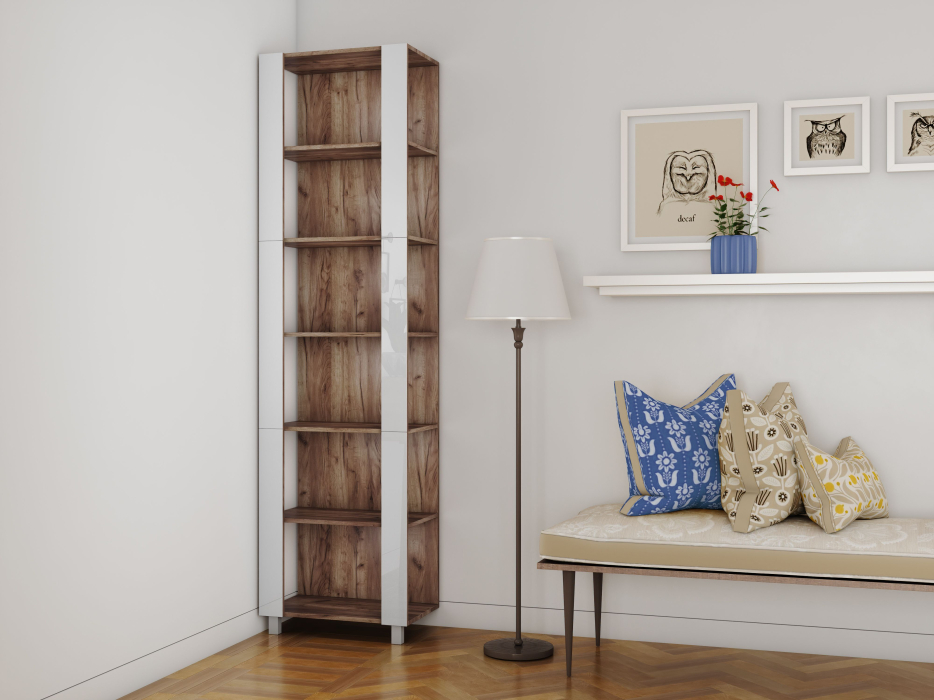 Открытые, Стеллаж модульный Универсальный 35х60х220 Белое стекло