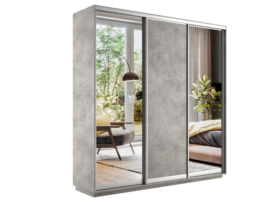 Шкафы-купе 3-х дверные, Шкаф-купе Экспресс Медиум (2 зеркала) трио 2400 x 2400 x 450