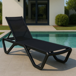 Алюминиевый шезлонг ENZO черный