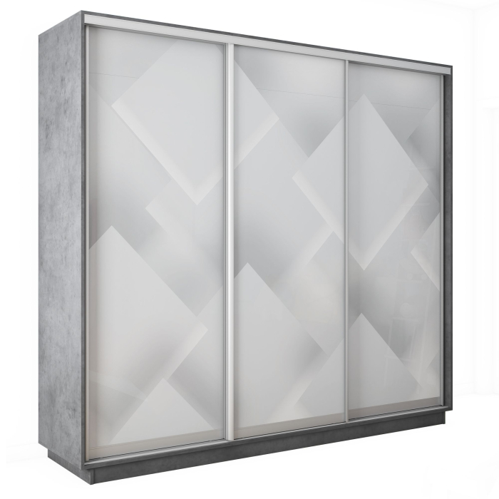 Шкафы-купе 3-х дверные, Шкаф-купе Экспресс 3-х дверный Фотопечать Квадрат Стекла 180х45х220