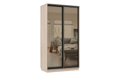 Шкафы-купе 2-х дверные, Шкаф-купе Премьер 09 (01ЗБ;01ЗБ) фасады зеркало бронза/двухдверный/Профиль чёрный муар
