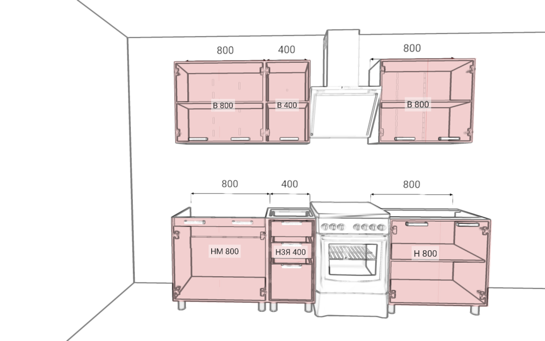 Кухонные гарнитуры, ГК Аленушка 2м  Лаванда (без столешницы)