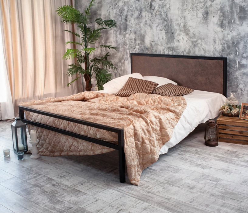 Кровати 140х200, Кровать в стиле лофт Лоренцо 1.4 (Черный)