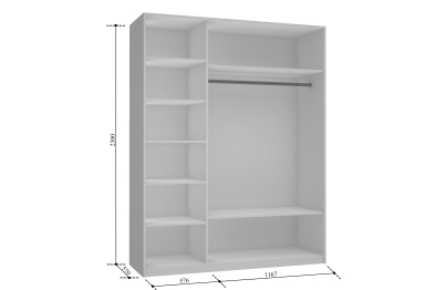 Шкаф Прайм трио  Зеркало 2300 х 1800 х 570