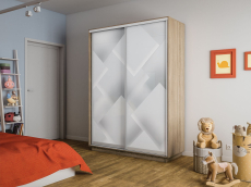 Шкафы-купе 2-х дверные, Шкаф-купе Экспресс 2-х дверный Фотопечать Квадрат Стекла 160х60х220