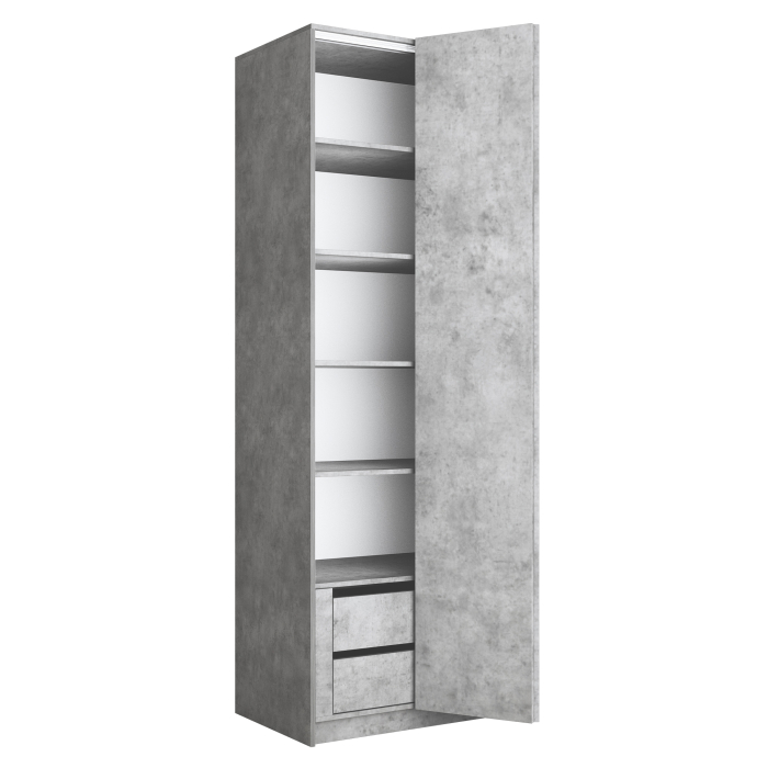 Шкафы распашные, Шкаф складной Е1 Локер ("Гармошка" с системой Push to Move/Правый)81х52.5х220 см, с полками и модулем