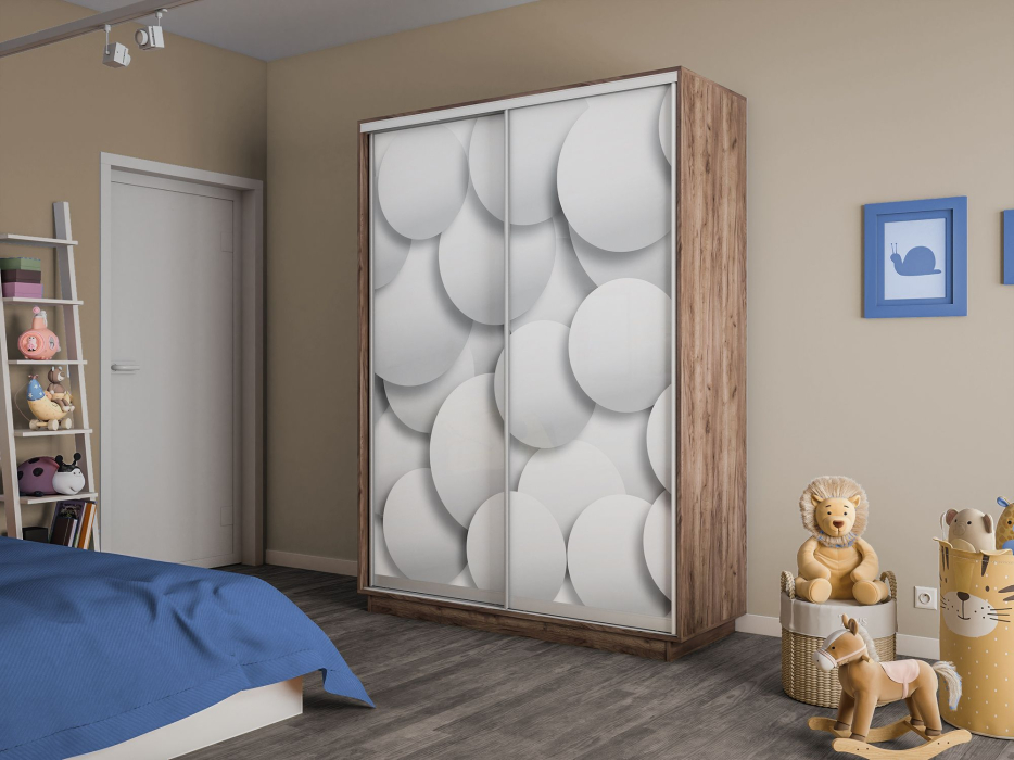 Шкафы-купе 2-х дверные, Шкаф-купе Экспресс 2-х дверный Фотопечать Шары Стекла 120х60х220