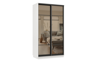 Шкаф-купе Премьер 02 (11ЗБ;11ЗБ) фасады зеркало бронза/двухдверный/Профиль чёрный муар