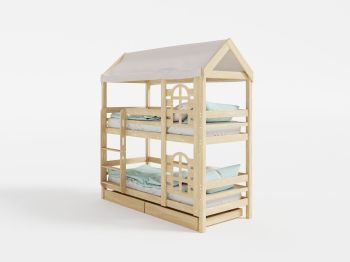 Двухъярусная кровать домик Бэби люкс 70х190