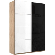 Шкафы-купе 2-х дверные, Шкаф-купе Прайм 2х дверный Белый Глянец/Стекло черное 120х57х230