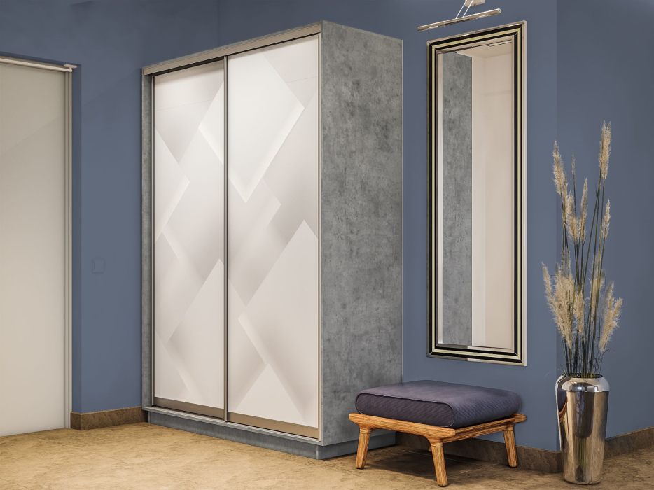 Шкафы-купе 2-х дверные, Шкаф-купе Экспресс 2-х дверный Фотопечать Квадрат Стекла 120х60х240