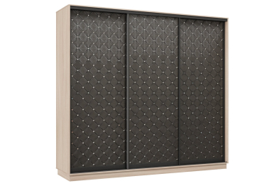 Шкаф-купе Премьер 33 (01РЧ;01РЧ;01РЧ) фасады ромб чёрный/трёхдверный/Профиль чёрный муар