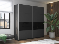 Шкафы-купе 2-х дверные, Шкаф-купе Прайм 2х дверный ДСП/Стекло черное 160х57х230