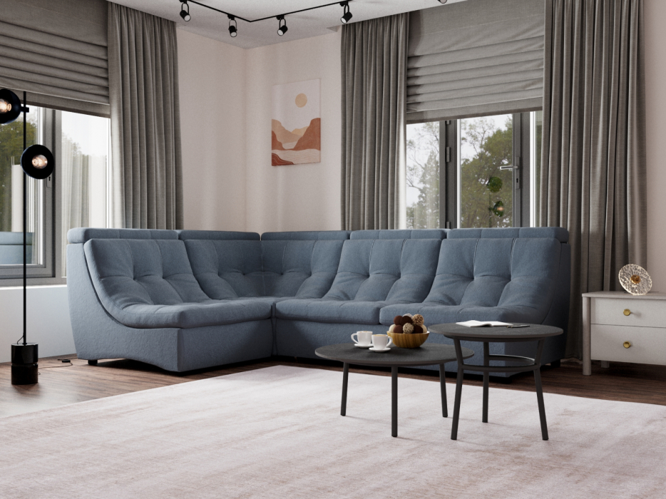 Диваны угловые в гостиную, Угловой Диван Монако-3 ППУ, велюр