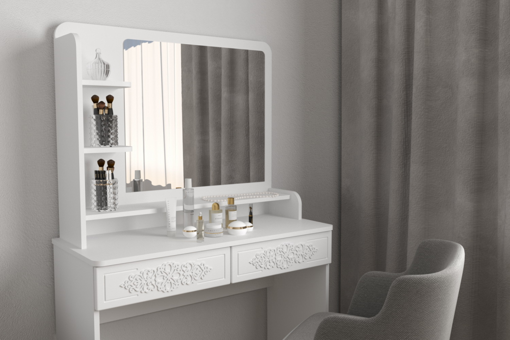 Зеркала в спальню, Туалетный столик с зеркалом Ассоль Лайт ТНC-2