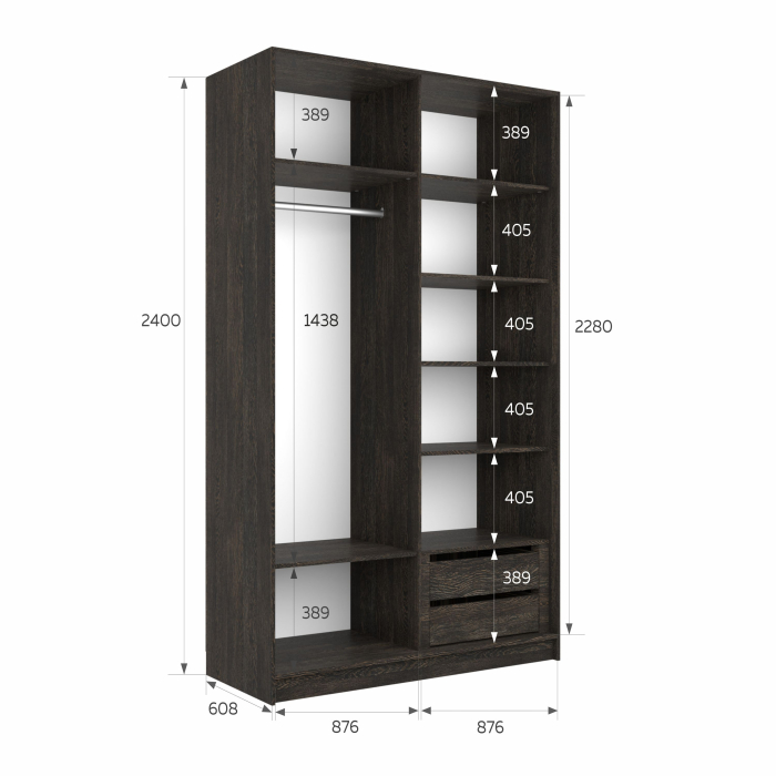 Шкафы-купе 2-х дверные, Шкаф-купе Эста 2-х дверный ДСП/Стекла хаки/Доводчик 180х66х240