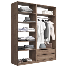 Прямая гардеробная система с полками и модулем MOD_COMPL