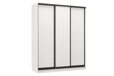 Шкаф-купе Премьер 21 (01РБ;01РБ;01РБ) фасады ромб белый/трёхдверный/Профиль чёрный муар