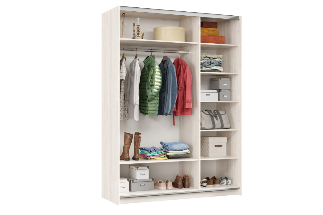 Шкафы-купе 2-х дверные, Шкаф-купе Smart 1622 2х дверный (фасады ЛДСП,зеркало) профиль серебро